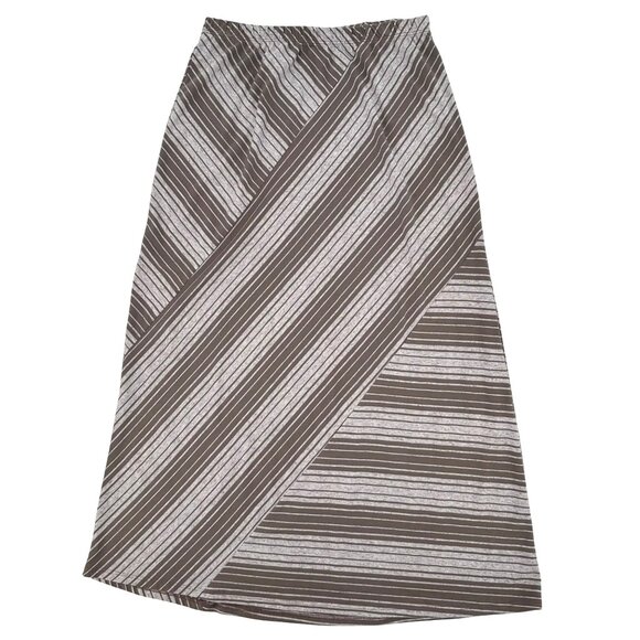 Chalet Womens  Brown & Gray Bamboo Blend Striped Maxi Skirt Size M - Picture 1 of 7